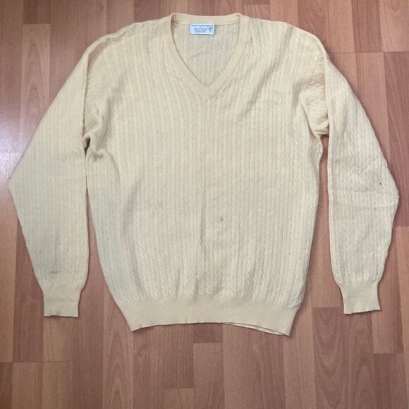 Scott and Charters Bob Hope Yellow 100% Cashmere Cardigan ￼Made In Scotland - Picture 1 of 7